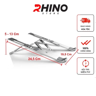 Giá đỡ Laptop, MacBook, iPad Rhino KL102 – Kệ nhôm cao cấp, tản nhiệt, gấp gọn, giảm giá 22% chỉ 115.000₫