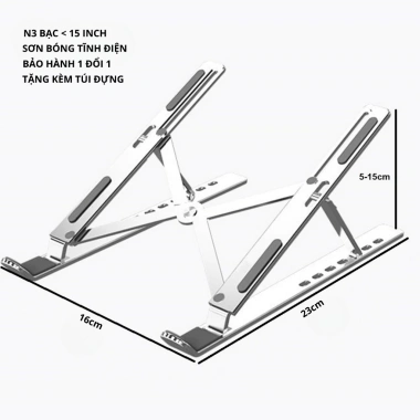 Giá Đỡ Laptop Macbook N3 Hợp Kim Nhôm 7 Mức Độ Cao - Giảm Đau Mỏi Cổ Vai Gáy, 89.000₫