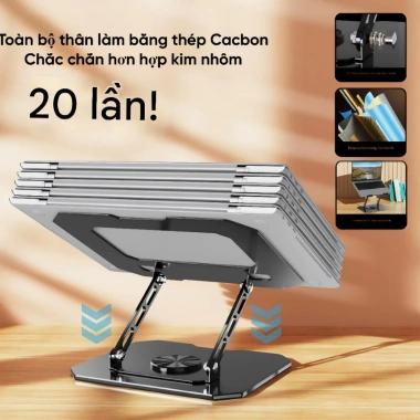 Giá Đỡ Laptop Máy Tính Bảng Xoay 360 độ Hợp Kim Thép Cacbon - Giá 105.000 VNĐ