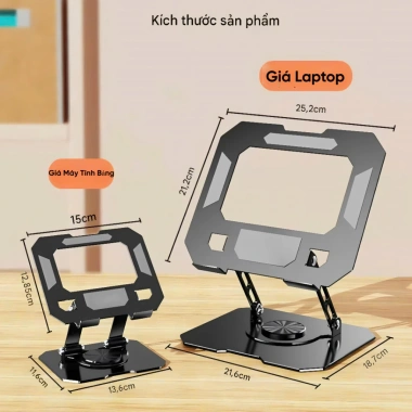 Giá Đỡ Laptop Máy Tính Bảng Xoay 360 độ Hợp Kim Thép Cacbon - Giá 105.000 VNĐ