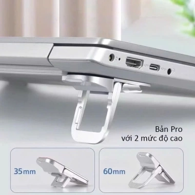 Giá đỡ laptop mini siêu mỏng gấp gọn kim loại 2 nấc điều chỉnh, tản nhiệt 5