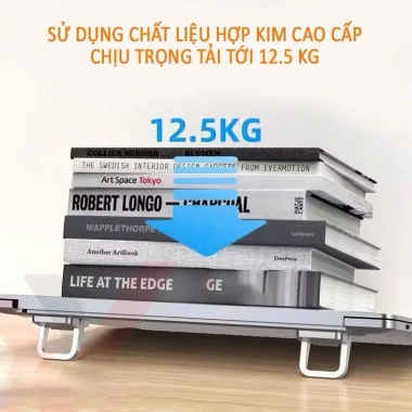 Giá đỡ laptop mini siêu mỏng gấp gọn kim loại 2 nấc điều chỉnh, tản nhiệt 9