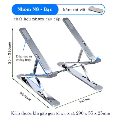 Giá Đỡ Laptop N8 2 Tầng Gấp Gọn Kim Nhôm Cao Cấp - Giá chỉ 180.000đ 9