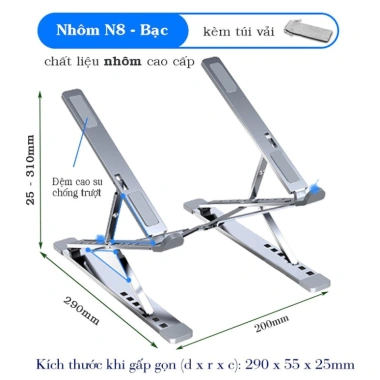 Giá Đỡ Laptop N8 2 Tầng Gấp Gọn Kim Nhôm Cao Cấp - Giá chỉ 180.000đ 10