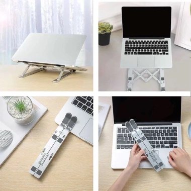 Giá đỡ laptop nhôm 2 chốt - Kệ tản nhiệt, chịu lực tốt cho MacBook, iPad - 50k