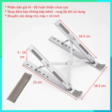 Giá đỡ Laptop nhôm cho MacBook, đế tản nhiệt, điều chỉnh cao, gấp gọn 72.000 VND