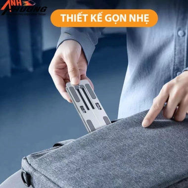 Giá đỡ laptop nhôm điều chỉnh độ cao, đa năng cho điện thoại và máy tính - 55.000₫