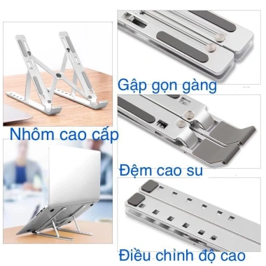 Giá Đỡ Laptop Nhôm Điều Chỉnh Độ Cao – Đế Kê Laptop, Điện Thoại, Máy Tính Giá 72.000 VND