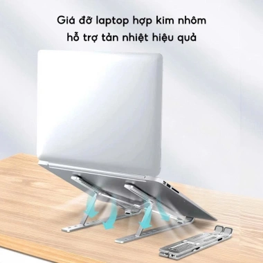 Giá Đỡ Laptop Nhôm Gấp Gọn, Đế Tản Nhiệt Điều Chỉnh Độ Cao - Phù hợp MacBook, iPad, Giá 65.000 VND 3