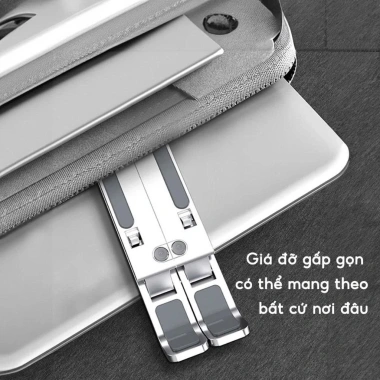 Giá Đỡ Laptop Nhôm Gấp Gọn, Đế Tản Nhiệt Điều Chỉnh Độ Cao - Phù hợp MacBook, iPad, Giá 65.000 VND 6