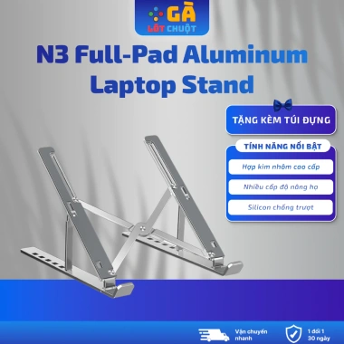 Giá đỡ laptop nhôm - Kệ kê tăng bám, chống chày cho MacBook, máy tính bảng 125k