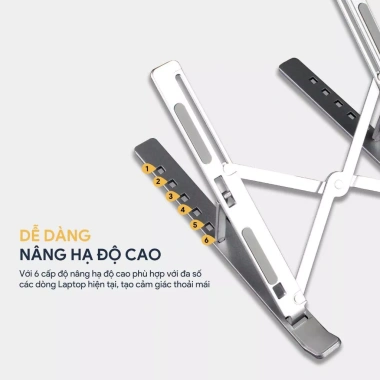 Giá đỡ laptop nhôm - Kệ kê tăng bám, chống chày cho MacBook, máy tính bảng 125k