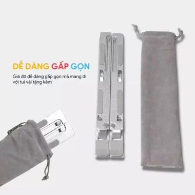 Giá đỡ laptop nhôm - Kệ kê tăng bám, chống chày cho MacBook, máy tính bảng 125k