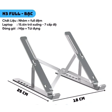 Giá đỡ laptop nhôm - Kệ kê tăng bám, chống chày cho MacBook, máy tính bảng 125k