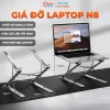 Giá Đỡ Laptop Nhôm N8 2 Tầng Điều Chỉnh Độ Cao, Chống Trượt, Chắc Chắn, Hỗ Trợ Tư Thế