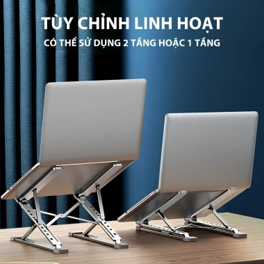 Giá Đỡ Laptop Nhôm N8 2 Tầng Điều Chỉnh Độ Cao, Chống Trượt, Chắc Chắn, Hỗ Trợ Tư Thế