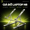 Giá Đỡ Laptop Nhôm N8 2 Tầng - Nâng Hạ Tùy Chỉnh, Cải Thế Ngồi, Giảm Đau Vai