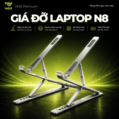 Giá Đỡ Laptop Nhôm N8 2 Tầng - Nâng Hạ Tùy Chỉnh, Cải Thế Ngồi, Giảm Đau Vai Giá Đỡ Laptop Nhôm N8 2 Tầng - Nâng Hạ Tùy Chỉnh, Cải Thế Ngồi, Giảm Đau Vai