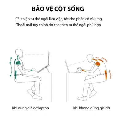 Giá Đỡ Laptop Nhôm N8 2 Tầng - Nâng Hạ Tùy Chỉnh, Cải Thế Ngồi, Giảm Đau Vai 2