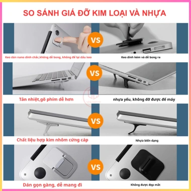 Giá Đỡ Laptop Nhôm Nhỏ Gọn, Kê Bàn Phím & Tản Nhiệt, Bộ 2 Cái - 79.000₫ 7