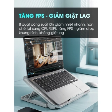 Giá Đỡ Laptop Q100 Tản Nhiệt 8 Quạt, 4 Cấp Độ, Dùng cho 12-17 Inch, Giá 199k 4