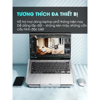 Giá Đỡ Laptop Q100 Tản Nhiệt 8 Quạt, 4 Cấp Độ, Dùng cho 12-17 Inch, Giá 199k 5