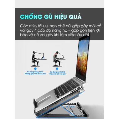 Giá Đỡ Laptop Q100 Tản Nhiệt 8 Quạt, 4 Cấp Độ, Dùng cho 12-17 Inch, Giá 199k 8