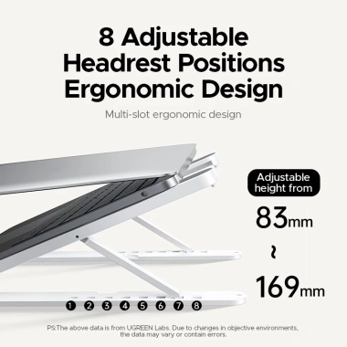 Giá đỡ laptop UGREEN 8 độ cao điều chỉnh, gập gọn, tản nhiệt, chống trượt 17,3 inch - Giá chỉ 152k