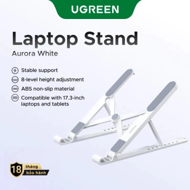 Giá đỡ laptop UGREEN 8 độ cao điều chỉnh, gập gọn, tản nhiệt, chống trượt 17,3 inch - Giá chỉ 152k