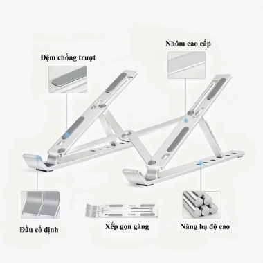 Giá Đỡ Laptop và MacBook Nhôm Điều Chỉnh Độ Cao - Kệ Tản Nhiệt Cao Cấp 75k