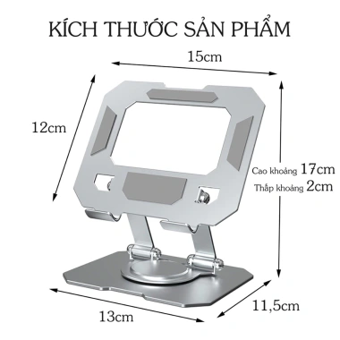 Giá đỡ laptop xoay 360 L08 kim loại gấp gọn, tùy chỉnh độ cao, kệ kê MacBook & máy tính bảng - Giá chỉ 63.074 VND