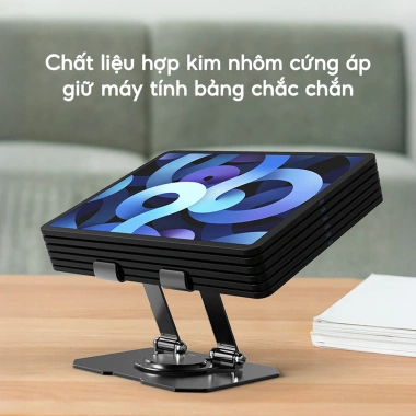 Giá đỡ laptop xoay 360 L08 kim loại gấp gọn, tùy chỉnh độ cao, kệ kê MacBook & máy tính bảng - Giá chỉ 63.074 VND