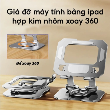 Giá đỡ laptop xoay 360 L08 kim loại gấp gọn, tùy chỉnh độ cao, kệ kê MacBook & máy tính bảng - Giá chỉ 63.074 VND