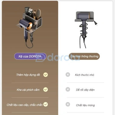Giá đỡ máy sấy dán tường DOROTA - Kệ để đồ nhôm hàng không GMX kèm hộp, 139.900₫