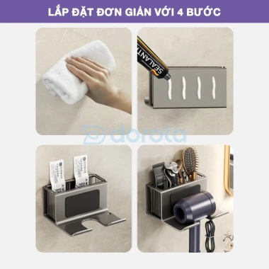 Giá đỡ máy sấy dán tường DOROTA - Kệ để đồ nhôm hàng không GMX kèm hộp, 139.900₫