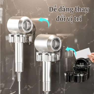 Giá đỡ máy sấy tóc AMOS xoay 360, cốc hút chắc, dán tường chịu 15kg, chỉ 127.000 VND