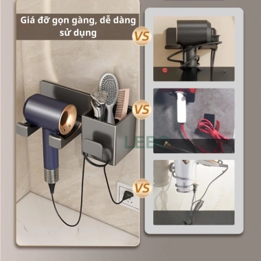 Giá Đỡ Máy Sấy Tóc Đa Năng Dán Tường Không Khoan - Kệ Để Đồ LEBO Giá Rẻ 235k