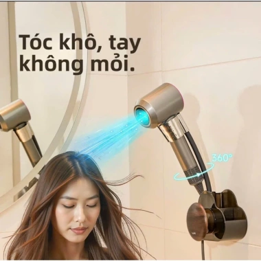 Giá Đỡ Máy Sấy Tóc Dán Tường Xoay 360° - Gắn Tay Đỡ Rảnh Tay, Decor Dễ Thương, Nhựa ABS Bền Đẹp, Giá chỉ 149.000₫