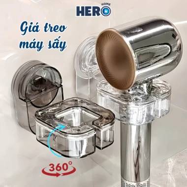 Giá Đỡ Máy Sấy Tóc HERO Xoay 360 Cốc Hút Dán Tường Chịu 15kg Tiện Lợi 140.000đ