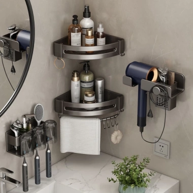 Giá đỡ máy sấy tóc nhôm cao cấp kèm kệ đựng đồ dán tường không cần khoan 117.000₫ 3 Giá đỡ máy sấy tóc nhôm cao cấp kèm kệ đựng đồ dán tường không cần khoan 117.000₫ 3