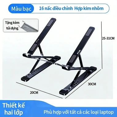 Giá đỡ máy tính bảng tản nhiệt nhôm gấp gọn 3 chân kép cho iPad & Laptop - 59.000₫