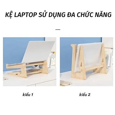 Giá Đỡ Máy Tính Gỗ Cao Su 100% Tự Nhiên - Chắc Chắn, Đẹp Mắt, Bền, 68.000 VND
