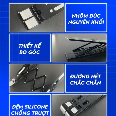 Giá đỡ nhôm GoldTech N6 cho Laptop & iPad – Điều chỉnh cao, tản nhiệt, giảm 20%