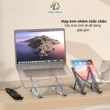 Giá đỡ tản nhiệt laptop BINKE – Kệ đỡ MacBook, iPad nhôm, điều chỉnh độ cao, giảm 22%