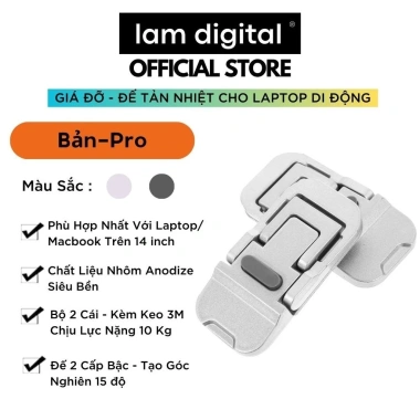 Giá Đỡ Tản Nhiệt Laptop Nhôm 100% Đế Kê Macbook Di Động Siêu Bền (Bộ 2 Cái) 36.000 VND