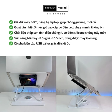 Giá đỡ tản nhiệt Laptop thép cao cấp, bền chắc, giảm nhiệt hiệu quả Chỉ 389.000đ