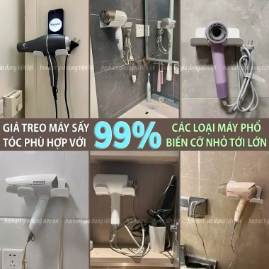 Giá Đỡ Treo Máy Sấy Tóc Hamart Dán Tường – Lỗ Móc Đầu Cắm, Chống Rối Dây, Rảnh Tay, 9.900₫ 2
