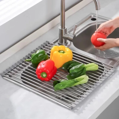 Giá inox 304 không gỉ CJ-074 - Gác bồn rửa, úp chén bát, đựng hoa quả đa năng, tiết kiệm không gian, giá chỉ 91.000₫