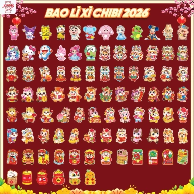 Giá Sỉ 1.000 Bao Lì Xì Chibi 2.026 - Labubu Hoạt Hình 100 Chibi - Chỉ 199.000₫