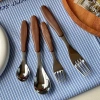 Giả Tay Cầm Gỗ 316 Thìa Inox Nĩa Retro Bộ Đồ Ăn Cao Cấp Cho Nhà Hàng và Khách Sạn Phương Tây 3
